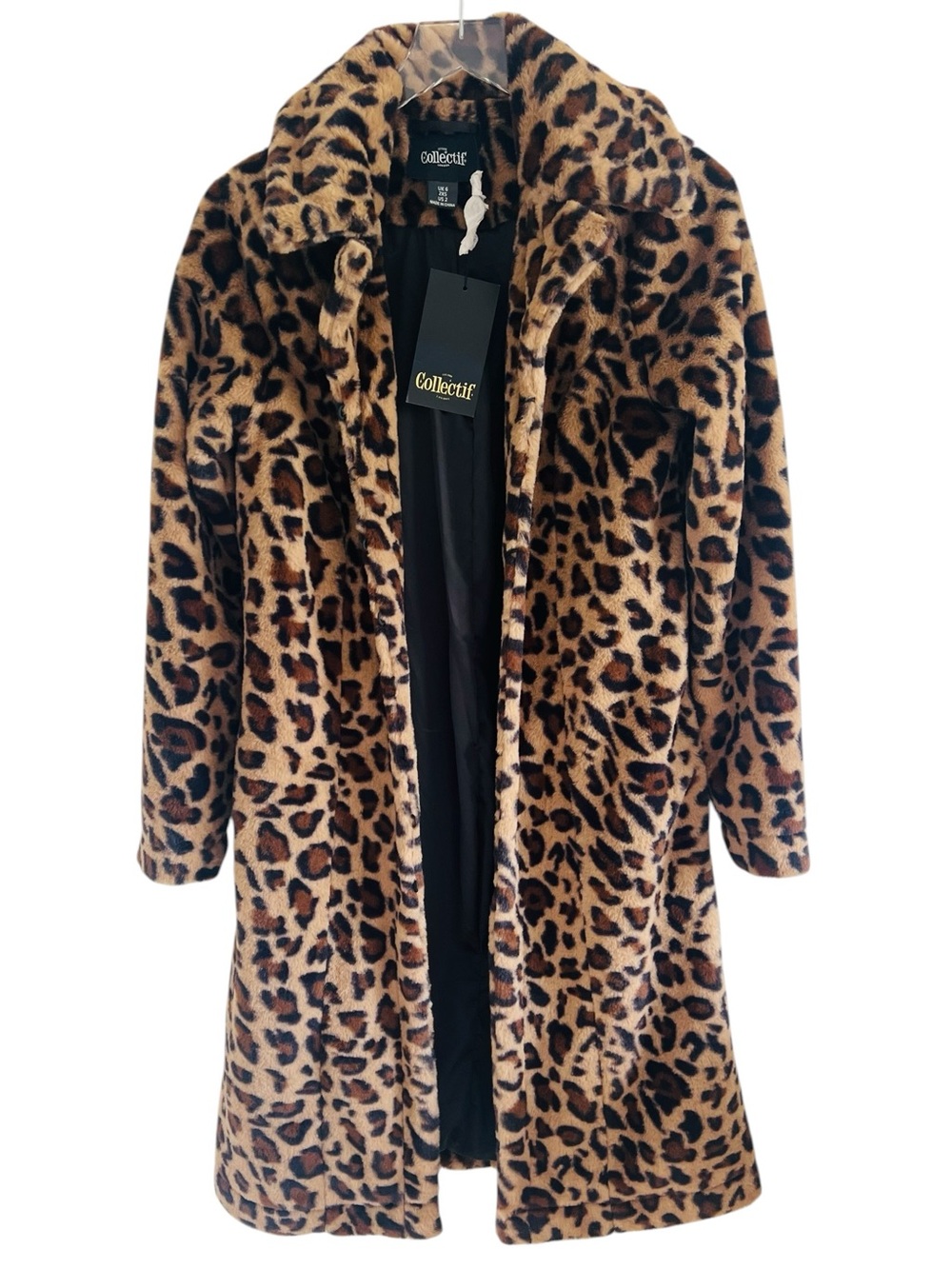 Collectif London Leopard Print Faux Fur Teddy Pinup Coat